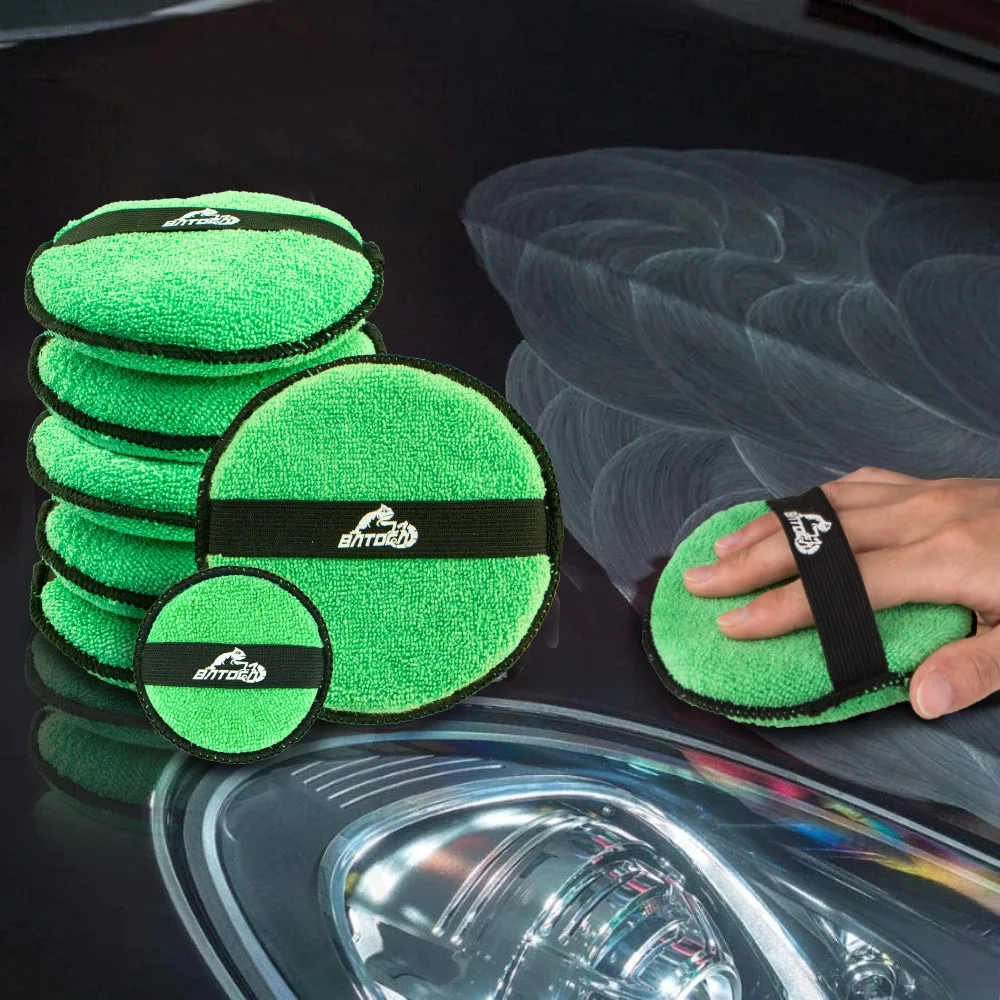 Microfiber Car Wax Applicator Pad 5Piece Belt Design for Easy Control to Apply Wax and Polish Foam Sponge 5inch