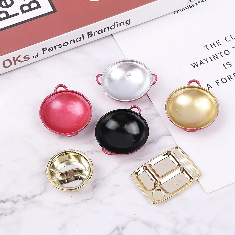 

3Pcs 1:12 Dollhouse Miniature Kitchen Furniture Accessory Dinner Plates Mini Pan Dishes Model For Doll House Decor Pretend Toy