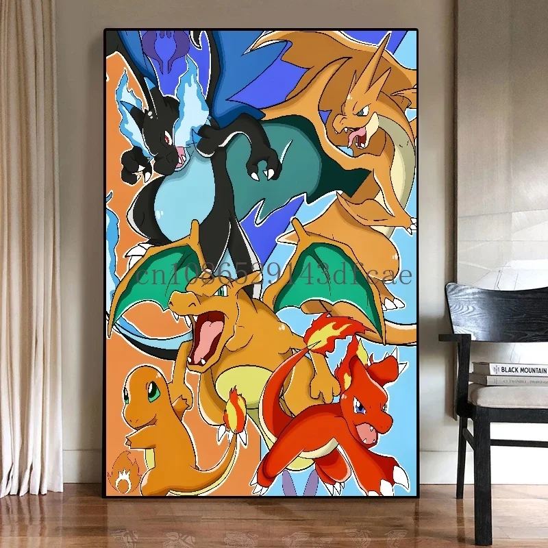 ポケモン漫画キャンバス絵画,カリザードサラメポスター,壁画,壁の芸術