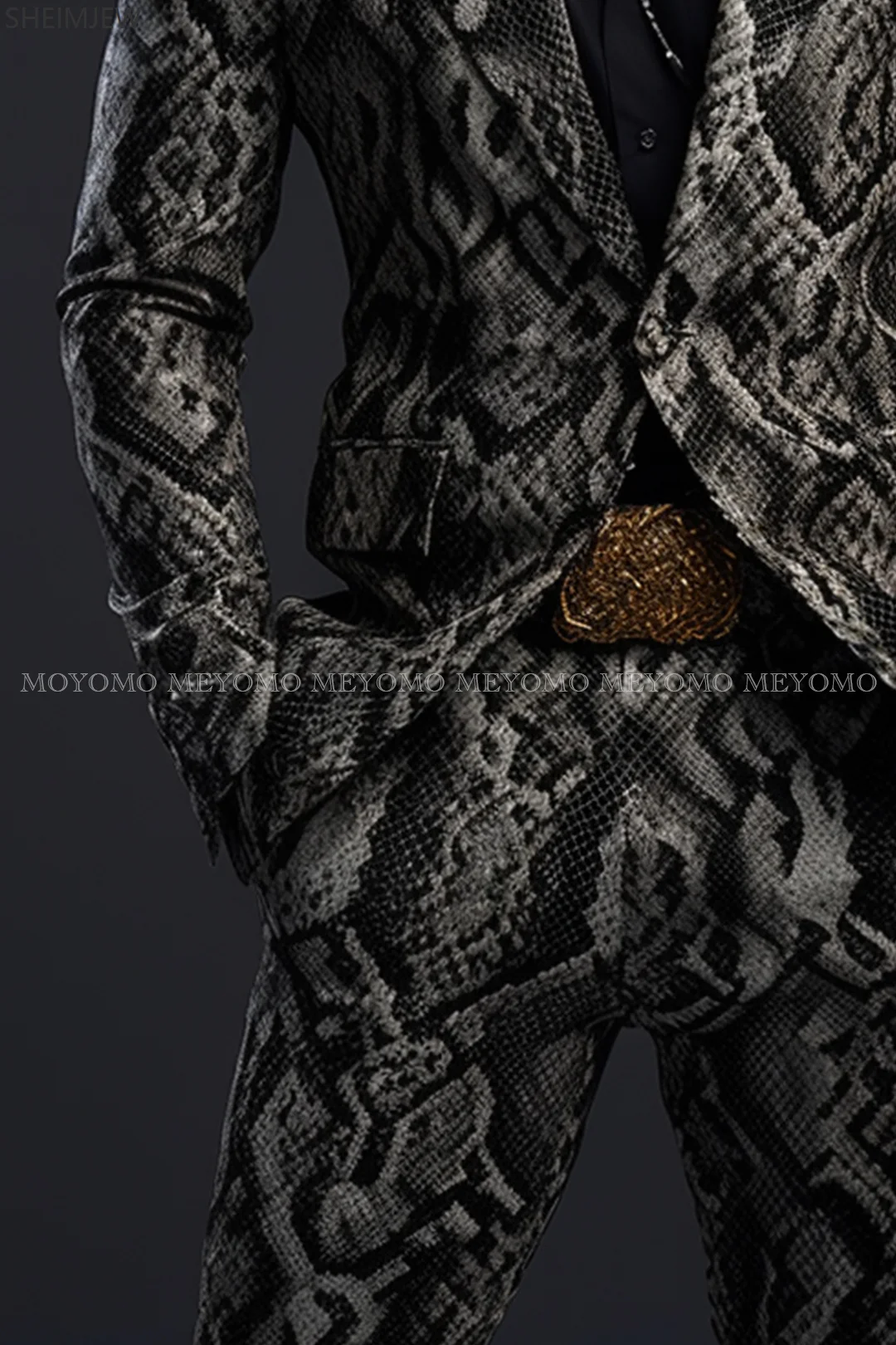 Men's Suit Two-piece Suit Fashionable Adult Cosplay Crocodile Pattern Host Wedding Macho Jacket Pants Business Gown