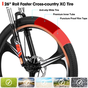 Hiland Mountain Bike,Shimano 21 Speeds Drivetrain,Aluminum Frame 26 Inch Wheels, with Disc-Brake for Men Women Men's MTB Bicycle 6