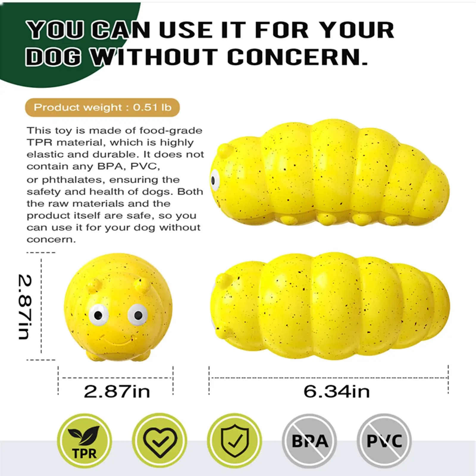 Indestructible Squeaky Dog Chew Toys for Aggressive Chewers, Food Grade Material Dog Chew Toys, Tough Durable Dog Toys Medium 3