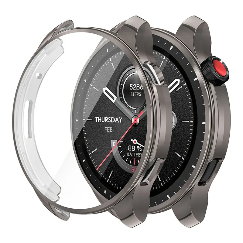 Amazfit GTR 4 케이스 보호 실리콘 케이스 및 전체 범퍼 쉘 스크린 보호대, Huami Amazfit GTR4 케이스