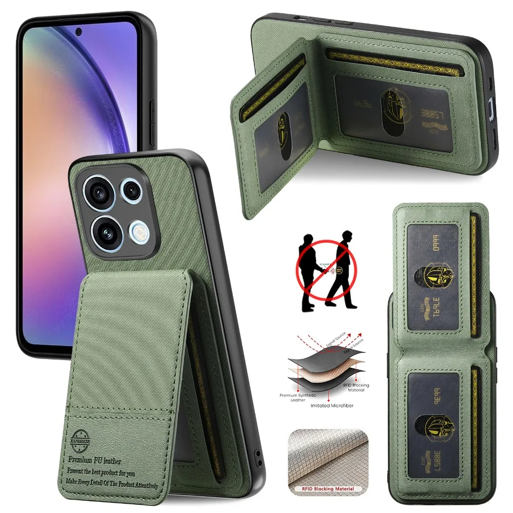Leather Card Holder Case with Magnetic Phone Holder
