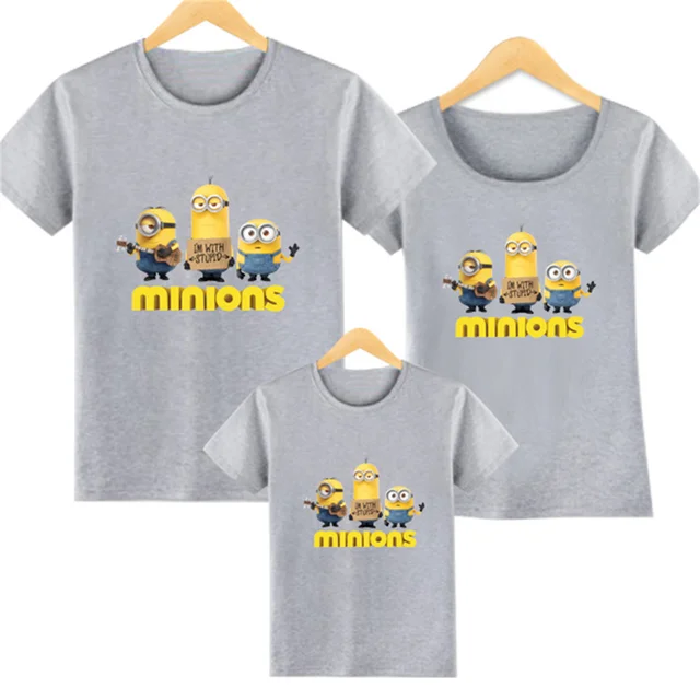 Disney Minions family cotton printed t-shirts men and women summer new loose short-sleeved parent-child outfits cartoon tops 3