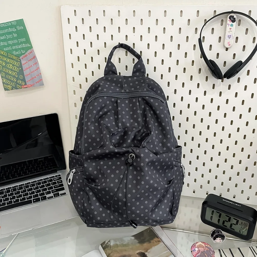 Korean Style Polka Dot Women's Backpack Lightweight Nylon Backpack Bag School Bag For Students Travel Use 1