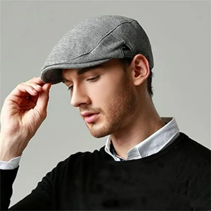Vintage British Berets Men's Gentleman Peaked Cap Winter Cotton Visor Warm Windproof Street Hat Fashion Artist Casquette