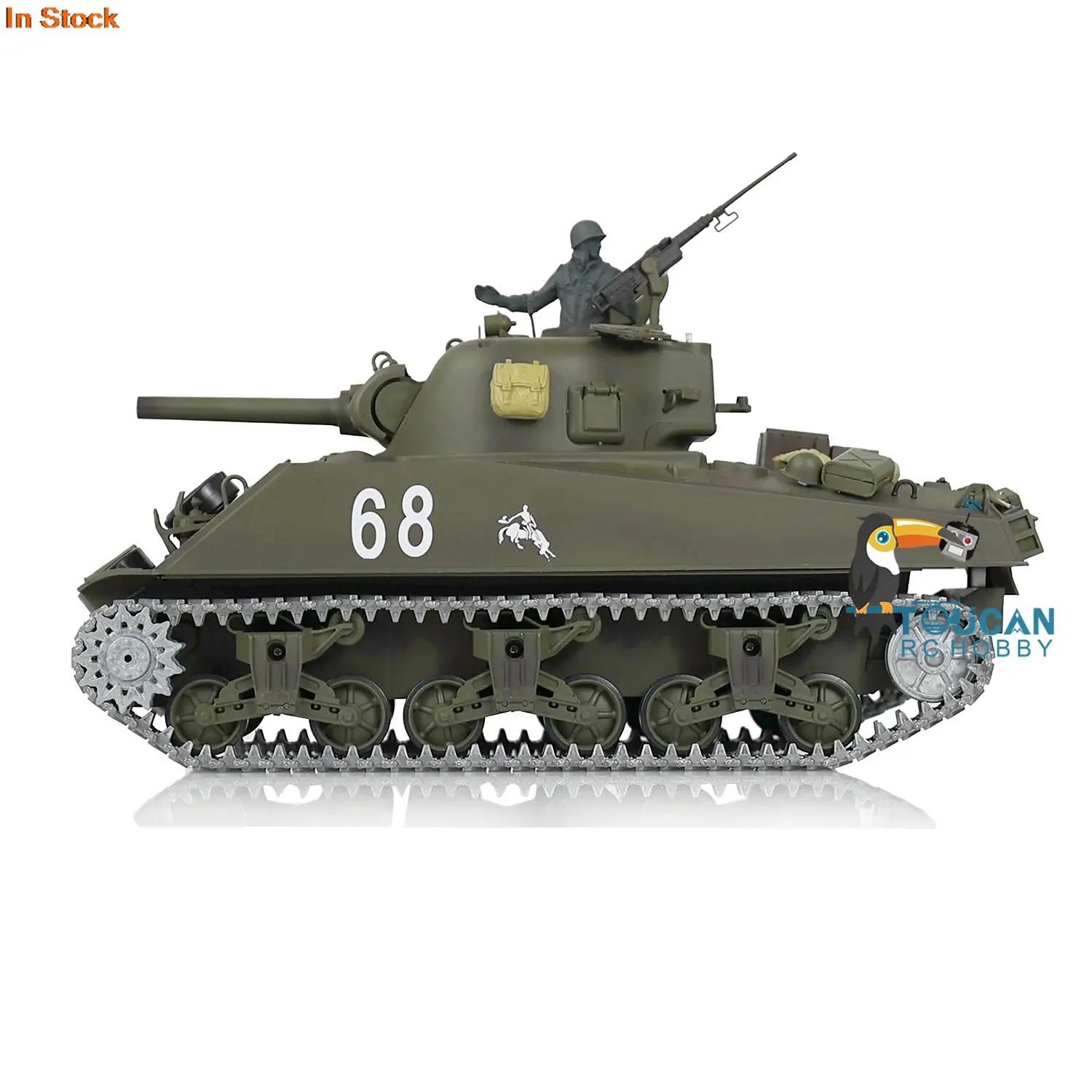 1/16 HENG LONG 7.0 Upgraded M4A3 Sherman RC Tank 3898 Barrel Recoil 360° Turret Metal Track Idler Wheels Army Toys TH17677-SMT4 6