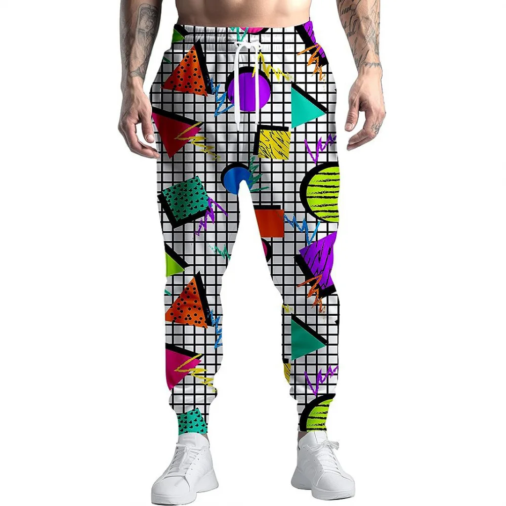 Men's Jogger Sweatpants 80S 90S Style Lightweight Jogger Pants with Elastic Waist for Sports Athletic Track Halloween Costumes