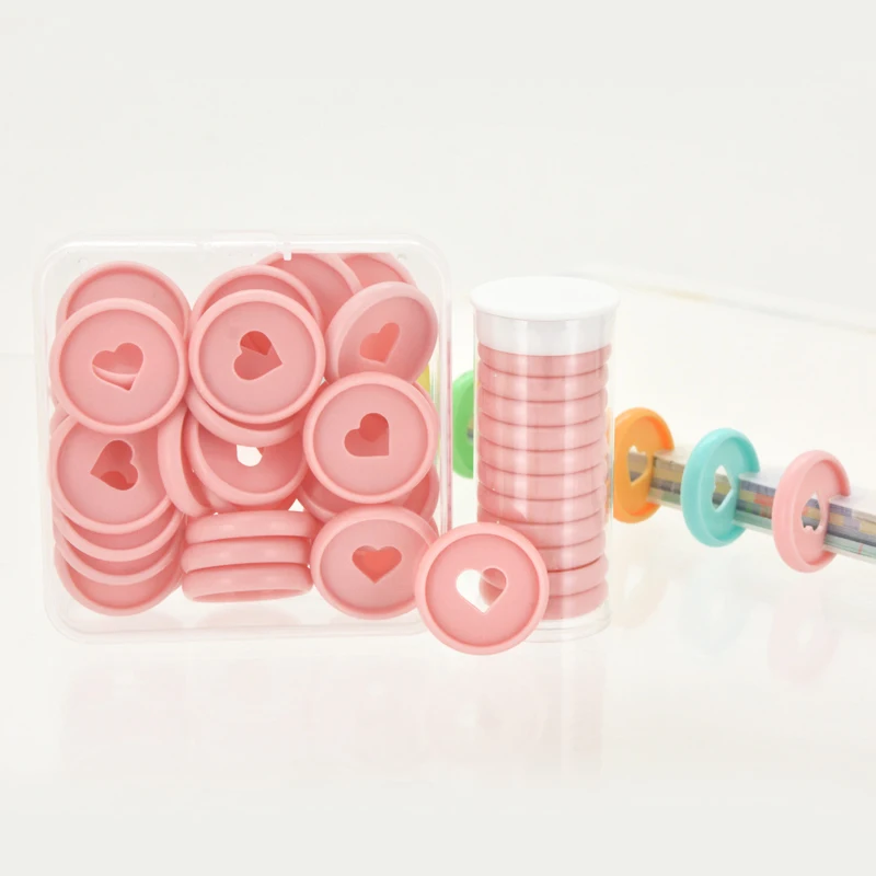 30pcs 24 28 32mm Heart Shape Mushroom Hole Plastic Disc Bound Planner Expansion Binding Discs Ring Binder Notebook Discs