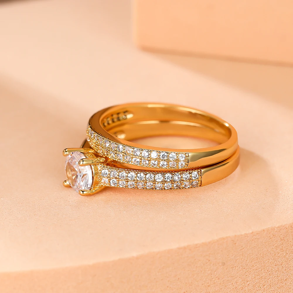 Luxury Black Gold Zircon Bridal Ring Set