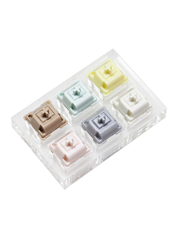 Gateron Smoothie Switch Tester Set with Blank Keycaps and Acrylic Base - Chocolate Mint Banana Silver Color Palette