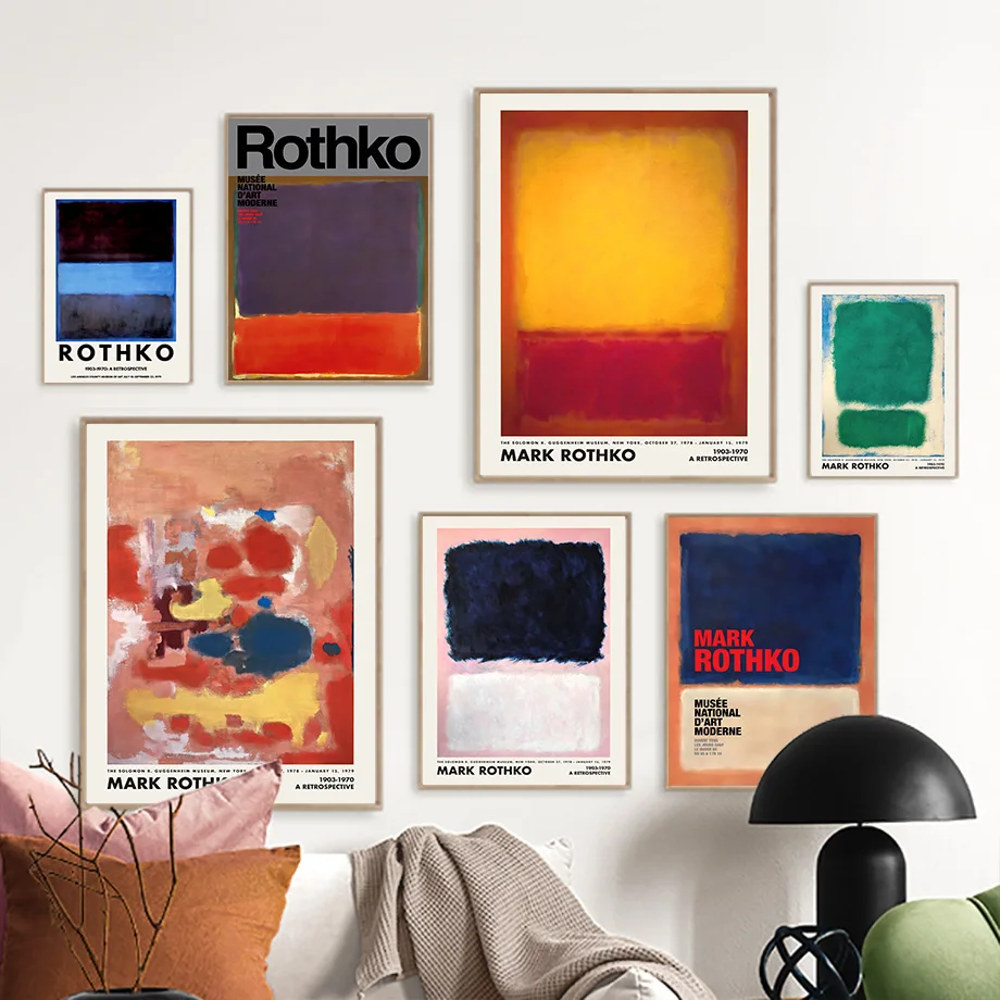 

Mark Rothko Exhibition Museum Posters And Print Abstract Block Color Red Blue Wall Art Canvas Painting Decor Picture Living Room