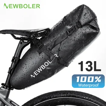 NEWBOLER Borsa da bicicletta Borsa da sella per bicicletta impermeabile da 13 litri di grande capacità Borsa da coda pieghevole per bicicletta Bagagli da strada per mountain bike