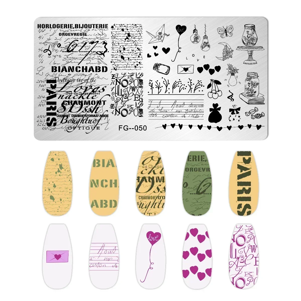 1 Piece Wedding Nail Art Stamping Plates Hearts Rose Flowers Design Valentine's Day Nail Art Design Nail Templates 3