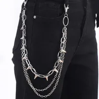 New Punk Rivets Pants Chain for Women Men Hip Hop Silver Color Multilayer Waist Chain Dress Jewelry Gothic Rock Accessories 2