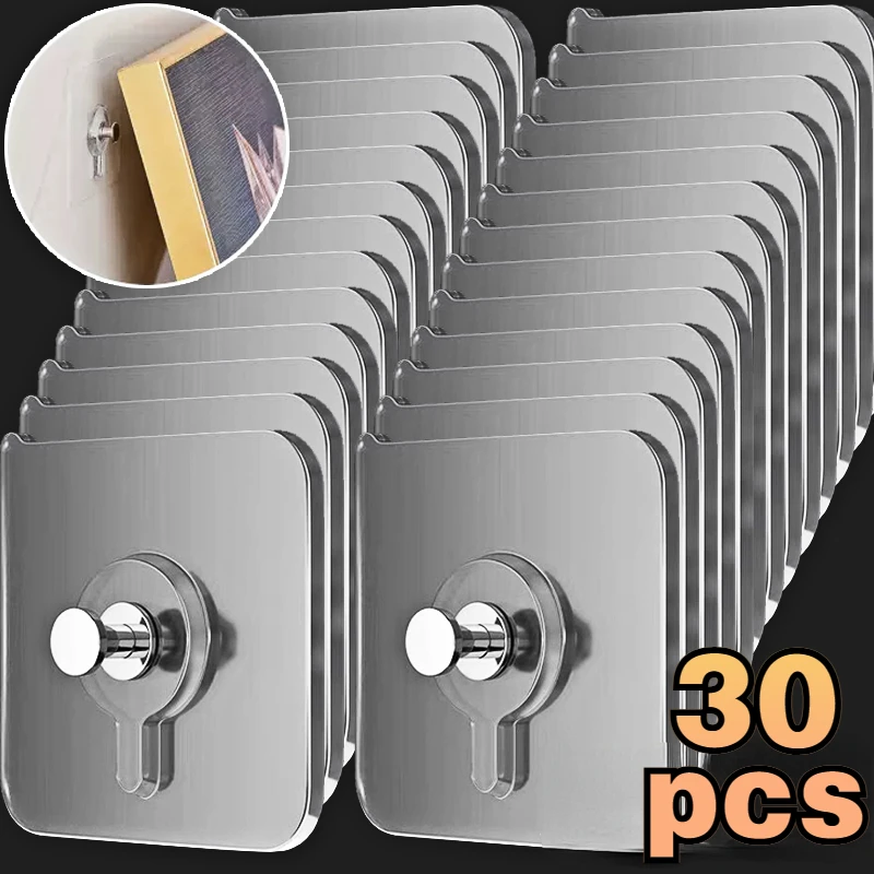 

Strong Adhesive Hooks Picture Frame Holder Poster Photo Clock No Drilling Hooks Waterproof Kitchen Bathroom Hanger Screw Hooks