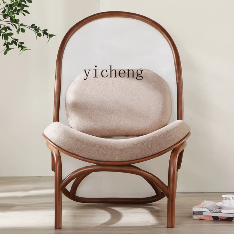 

Скандинавский ротанговый дизайнерский креативный диван из твердой древесины для дома гостиной одинарное кресло с отдыха спинка из ткани ротанговый стул