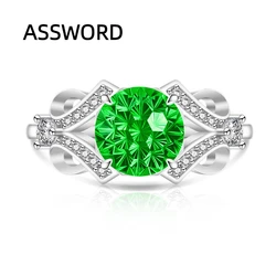Sterling Silver Sky Blue Crystal Infinity Band Ring - Luxury Jewelry Gift (Emerald green)