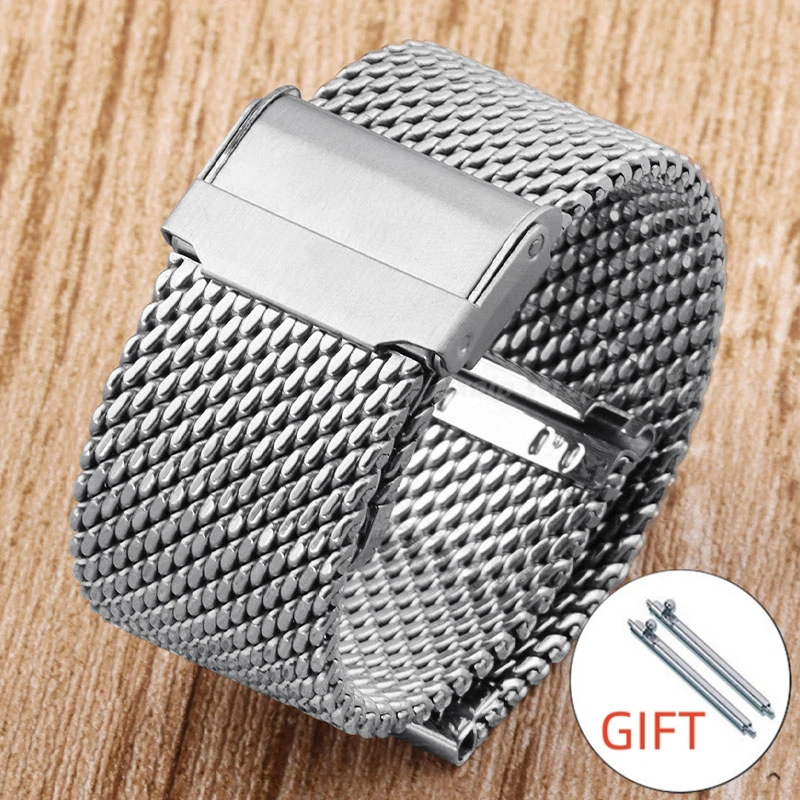 Sleek Milanese Mesh Stainless Steel Quick Release Watch Strap - 1.0mm Width, Multiple Sizes Available