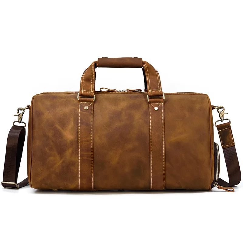 

New Real Cow Leather Men Women Travel Fitness Bags Hand Luggage Big Travel Bag Business Large Capacity Weekend Duffle Handbag