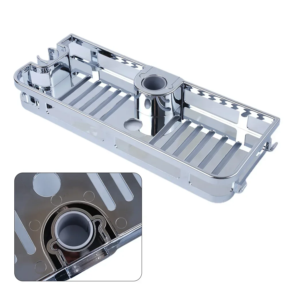 Bathroom Shower Storage Rack Organizer No Drilling Lifting Rod Shower Head Holder Shower Gel Shampoo Tray Holder Pole Shelves