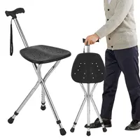 Folding Walking Cane with Seat for Seniors & Adults 300 Lbs Capacity Walking Stick Portable Crutch Chair 1