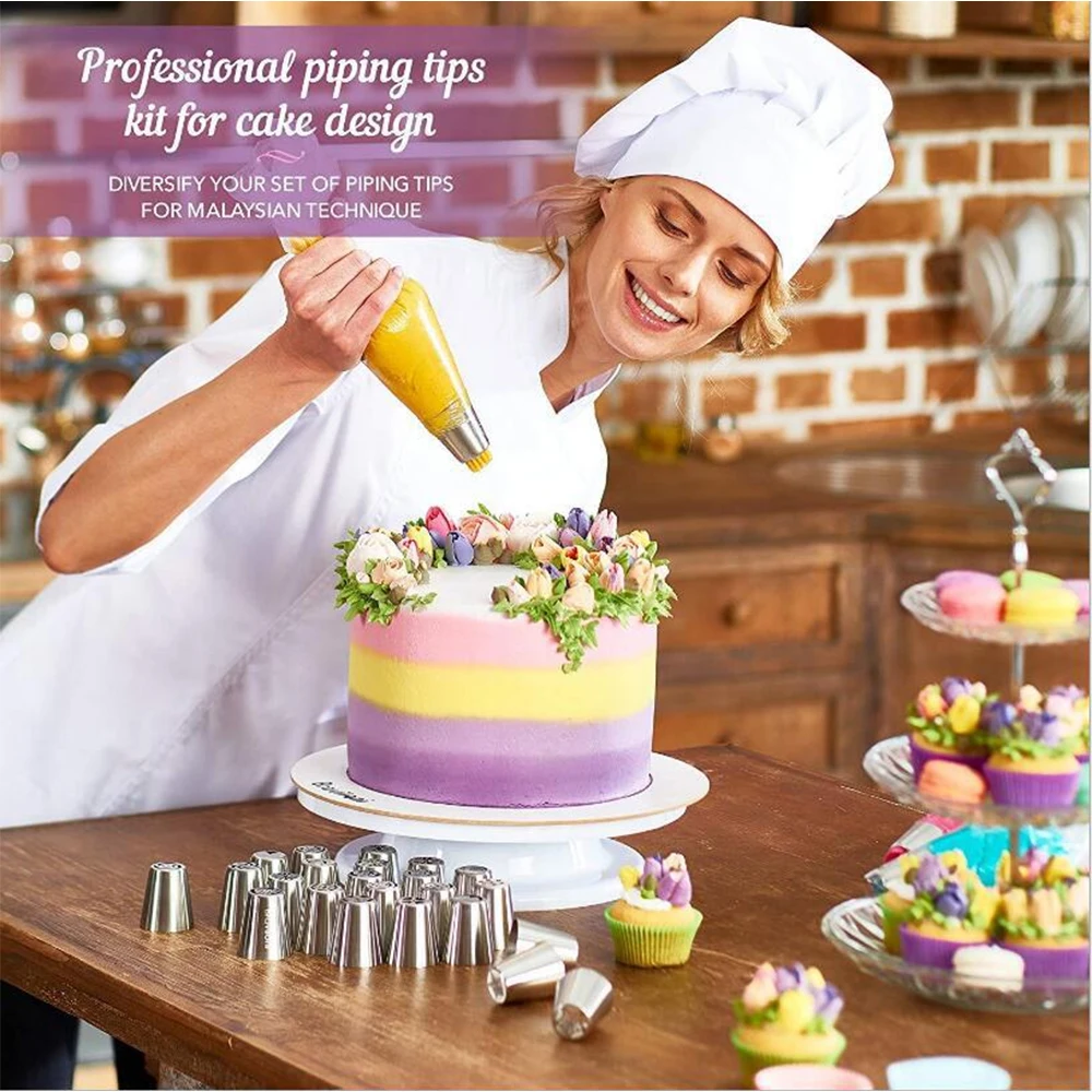 90/120PCS Russian Stainless Steel Pastry Marshmallow Nozzle Set Professional Cake Icing Piping Nozzle Cake Decorating Tools