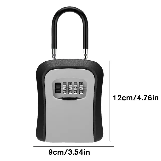 4-digit Key Lock Box Portable Combination Lockbox Wall-Mounted Key Storage Box Resettable Code Safe Security Lock Box for Home 6