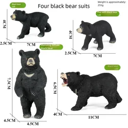 Realistic Black and Brown Bear Cub Figurines for Home Decor and Collections (4 Black Bear Set)