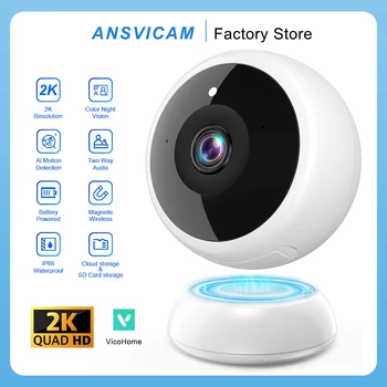 ANSVICAM 2K WiFi IP Camera Outdoor Magnetic Battery Security Camera Indoor Color Night Vision Waterproof Wireless Surveillance 1