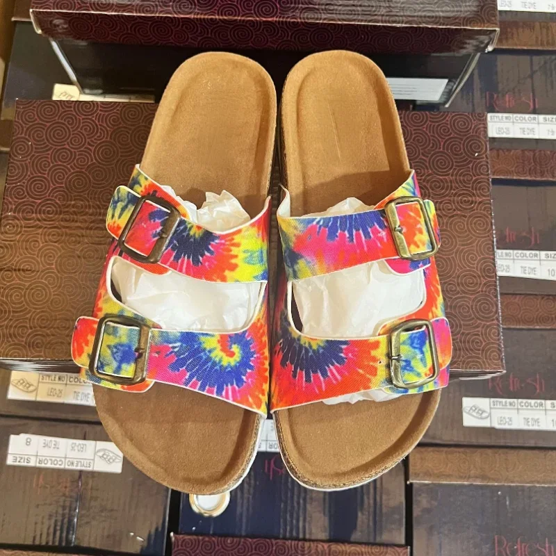 

Women Slippers Brand Design Slides Bling Double Buckle Soft Cork Sequins Decorate Gladiator Summer Ladies Platform Shoes