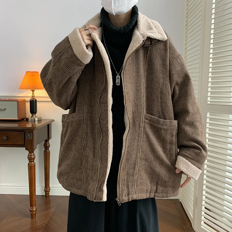 

Winter Jacket Men New Jacket Streetwear Windproof Fashion Jacket Solid Color Parkers Winter Thick Thermal Cotton Coat Men's G39