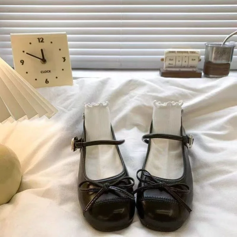 Spring Autumn Girl Mary Jane Shoes with Bowknot New Kids Causal Leather Shoes Wedding Party Versatile Children's Ballet Flats