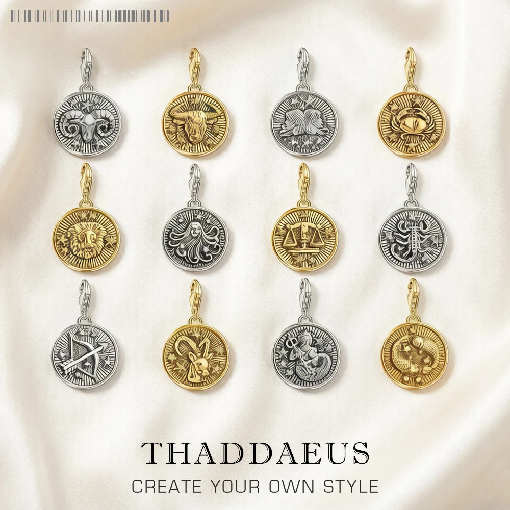 Zodiac Sign Vintage Gift Charm Pendant in 925 Sterling Silver