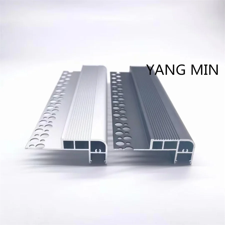 1m/pcs Walking area Grooved Stair Nosing Edge Aluminum Profiles led lighting