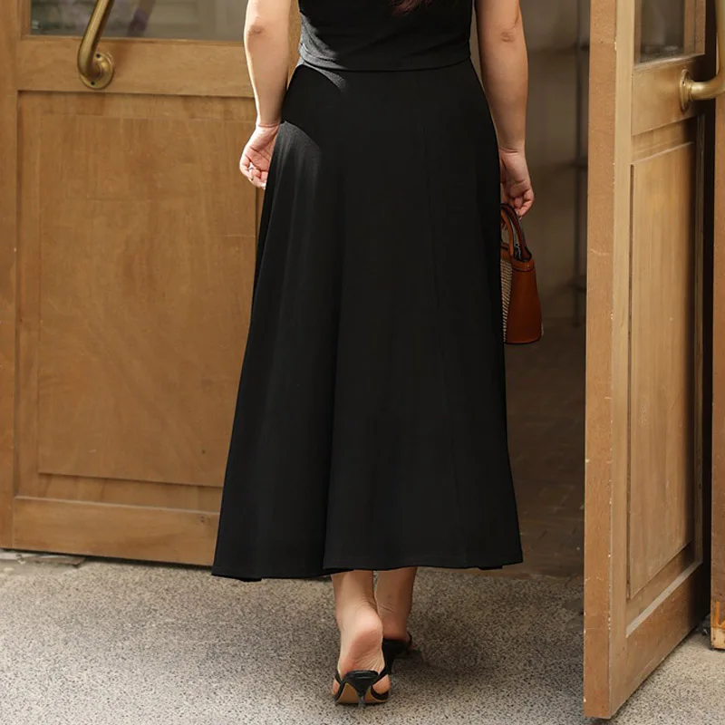 Plus Size Women's Long Skirt Premium High Waist Modal Umbrella Skirt Elegant Elastic OL French Autumn 2025