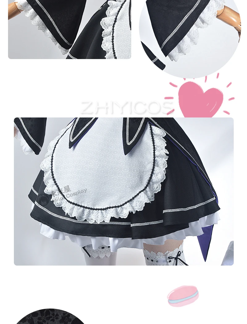 ZHIYICOS Re Life in a different world Rem Ram Cosplay Maid Dress Lolita Halloween Costumes for Women 8