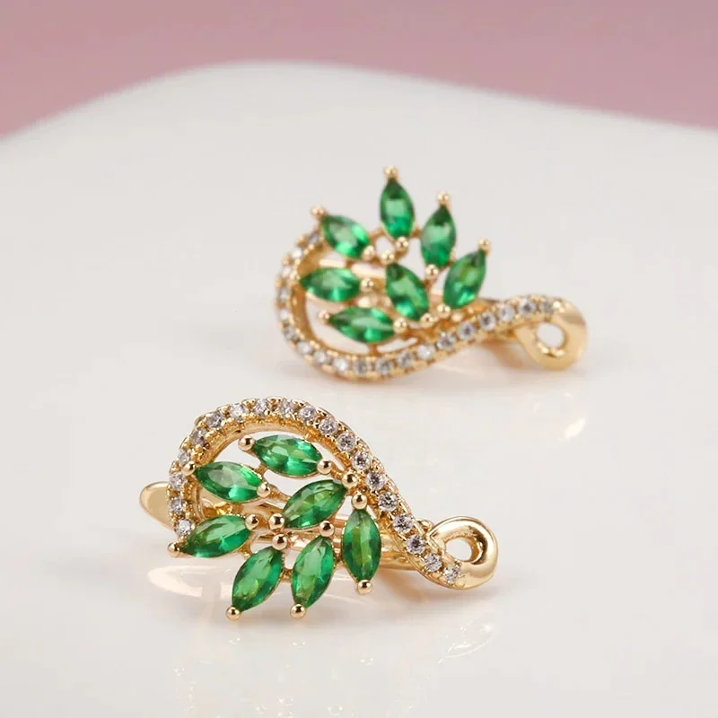 

Marquise Green CZ Hoop Earrings Luxury Leaf Design for Women Wedding Party Fashion Ear Jewelry Newly Designed