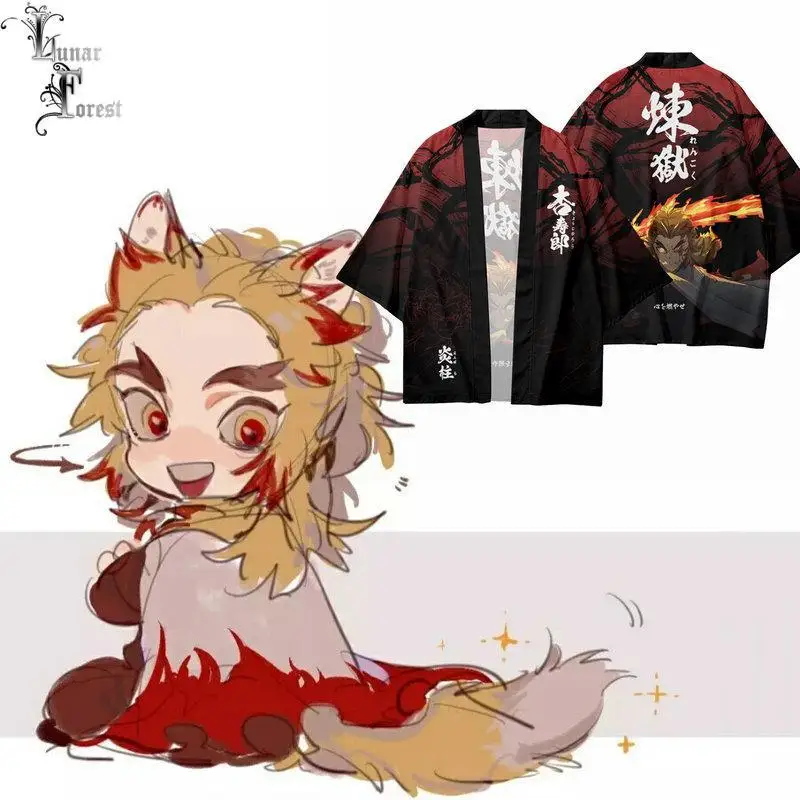 Rengoku Kyoujurou 3D Printing Japanese Kimono Haori Yukata T-shit Fashion Summer Casual Cool Short Sleeve Streetwear