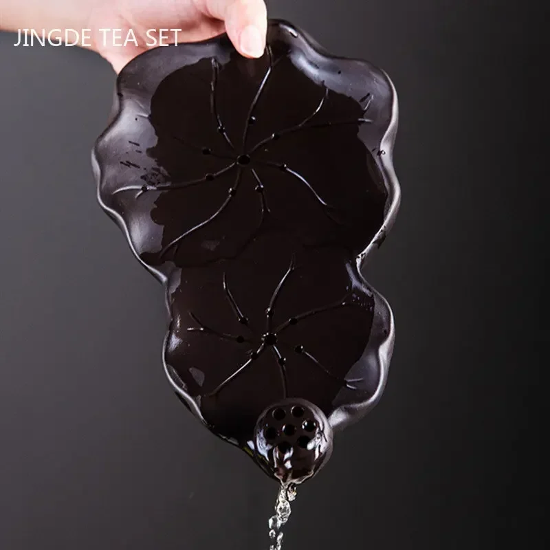 Chinese Purple Clay Tea Tray Household Water Storage Type Tea Sea Creative Zisha Pot Bearing Antique Tea Set Trays Decorative