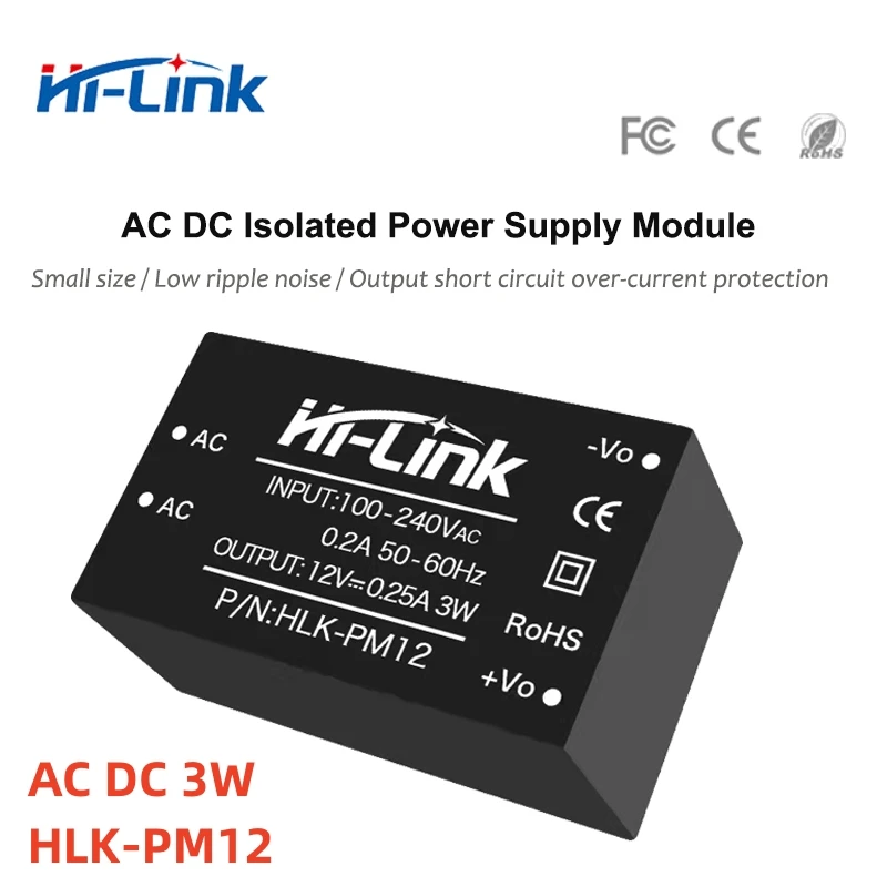 HLK-PM12 Hi-Link 2pcs/lot AC DC 3W 220V to 12V Power Supply Module Isolated Mini Intelligent Household Switch PM12