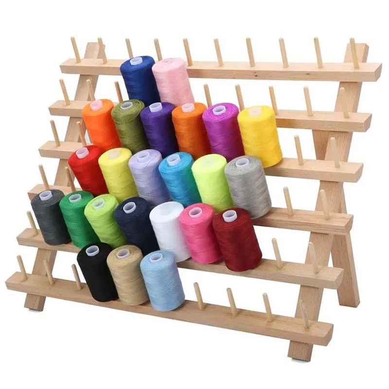 Wooden Thread Rack Foldable Spool Stand Braiding Rack Double-sided  120-Spool Thread Organizing Rack For Cross Stitches Embroider - AliExpress