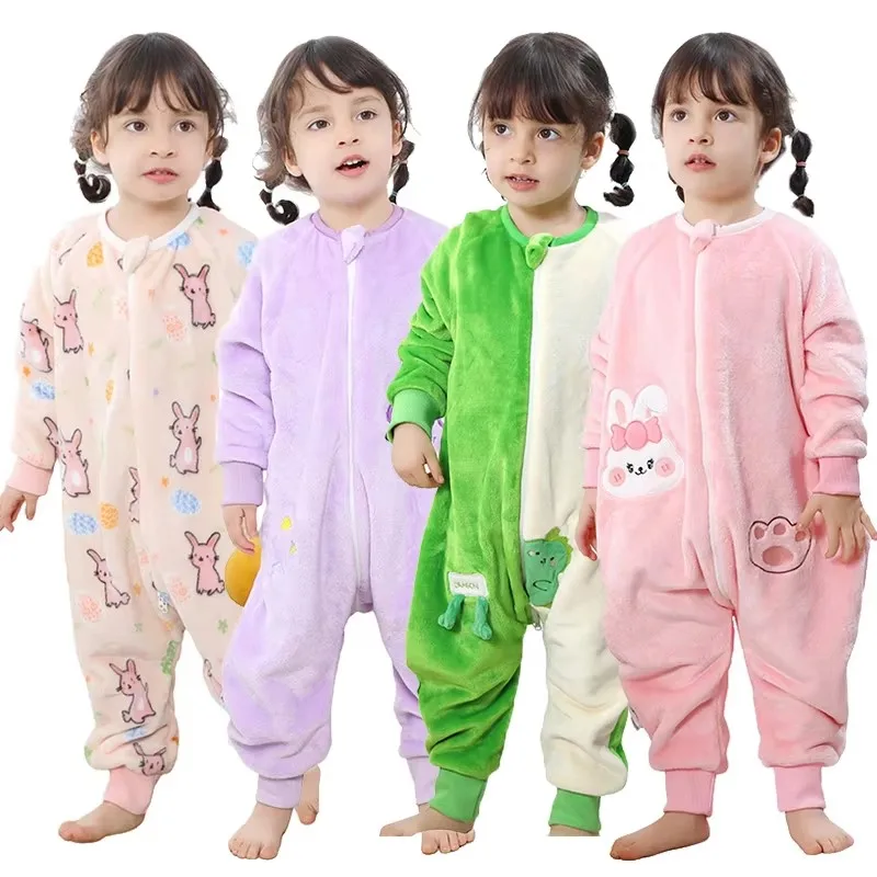 잠옷 겨울 플란넬 롬퍼 잠옷, 따뜻한 두꺼운 파란색 공룡 다크 브라운 곰, 어린이 잠옷, 귀여운 점프슈트
