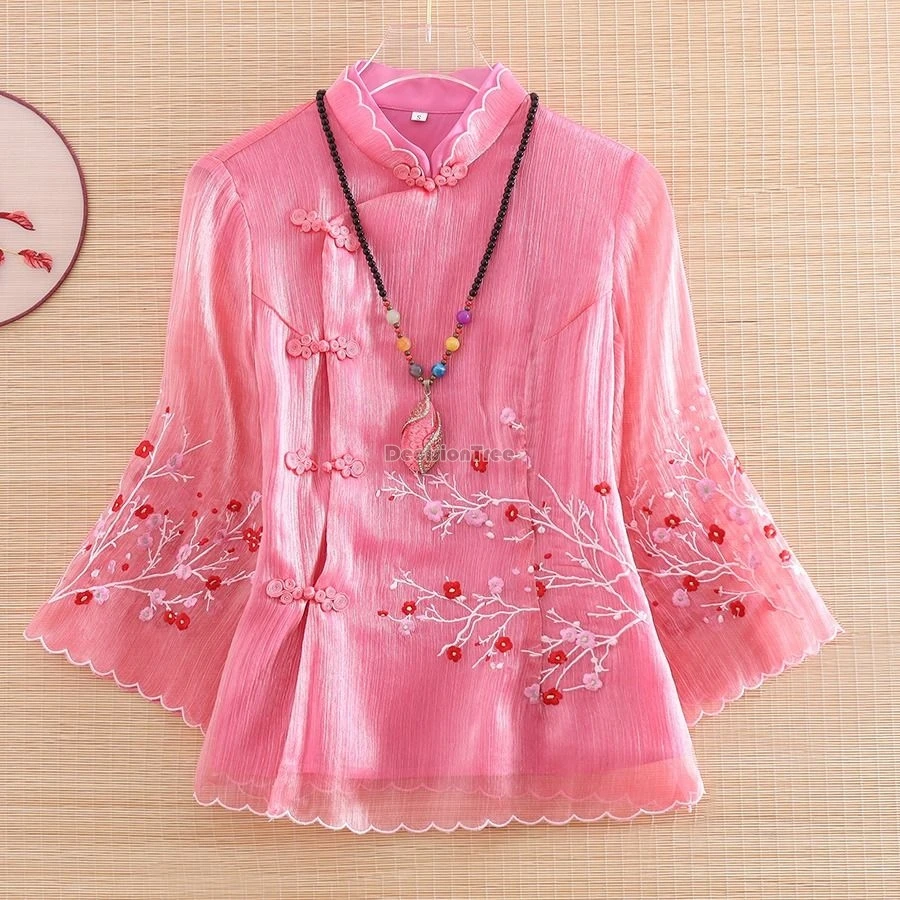 

2024 improved tang suit chinese style loose jacket spring new elegant chinese national style retro cheongsam qipao blouse w260