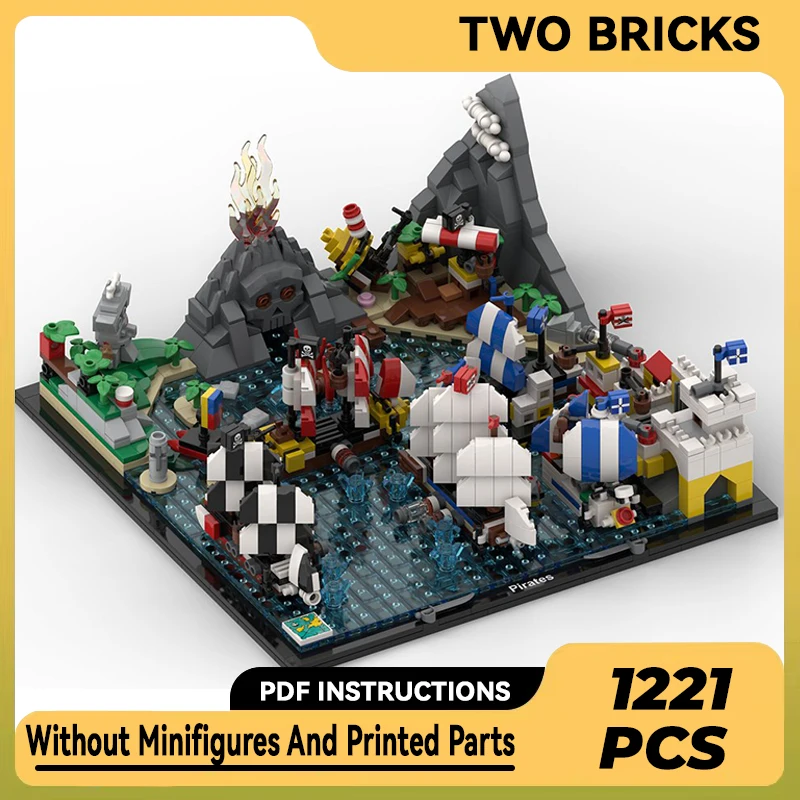 

Moc Building Blocks Island Model Classic Pirate Fortress Technical Bricks DIY Assembly Construction Toys For Childr Holiday Gift