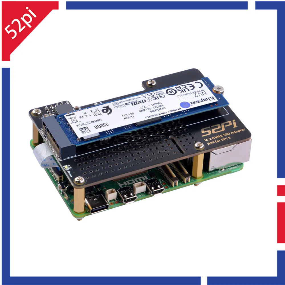 Placa Adaptadora Raspberry pi N04 Top Extensão M.2 2280 Pcie para Nvme 52pi
