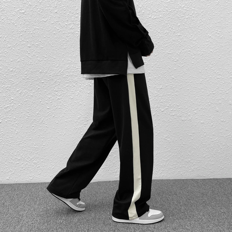 Pants Men Joggers Side Striped Autumn Trendy High Street Loose All-match Ins Leisure Trousers Clothing Gothic Retro Korean Style
