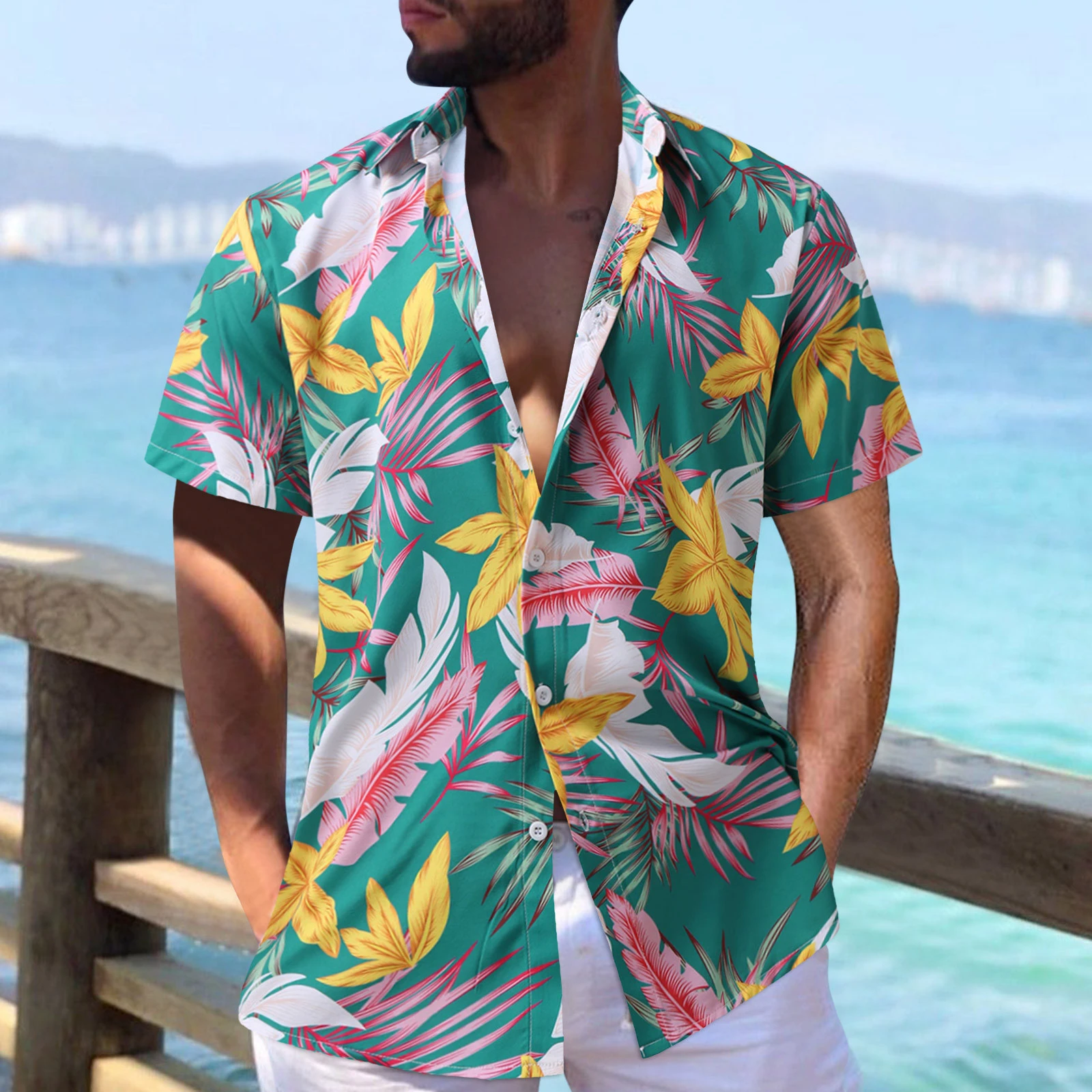 Camisas de playa para hombre, ropa Harajuku de verano, camisas informales de manga corta, blusa, Tops| | - AliExpress