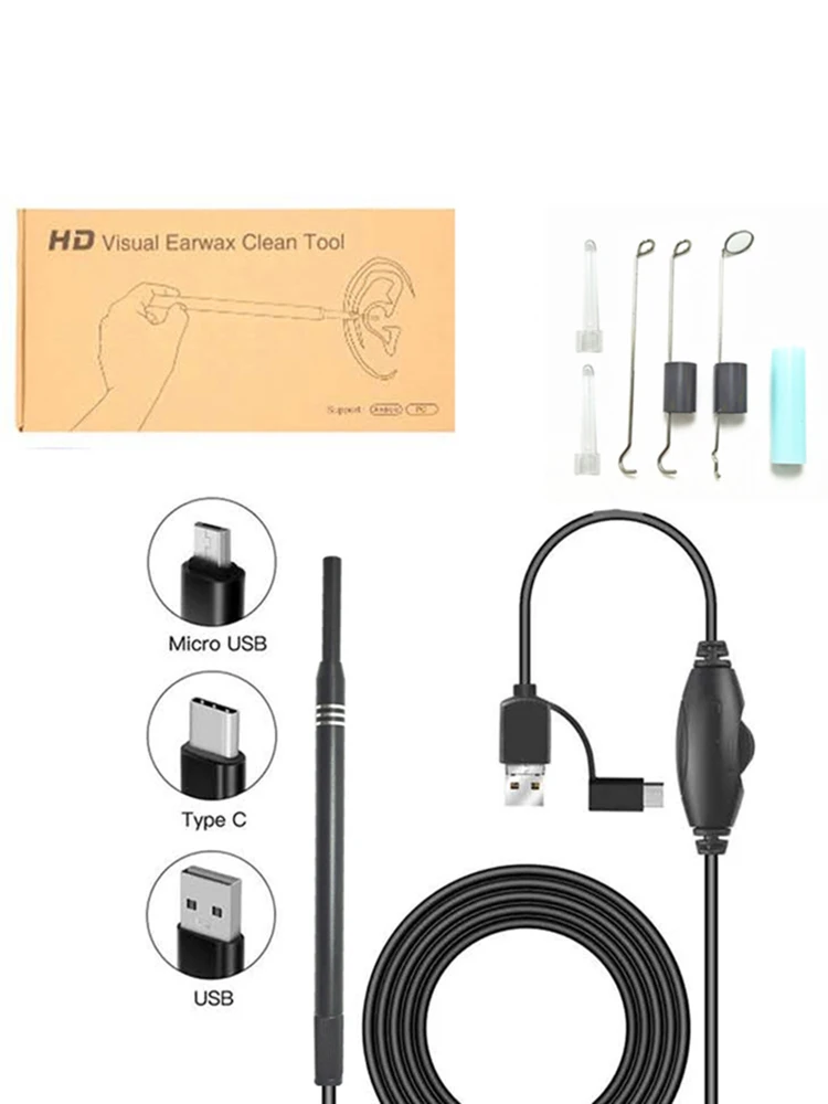 Endoskop-Reiniger mit USB-HD-Mini-Kamera & Ohrlöffel für Zuhause.
